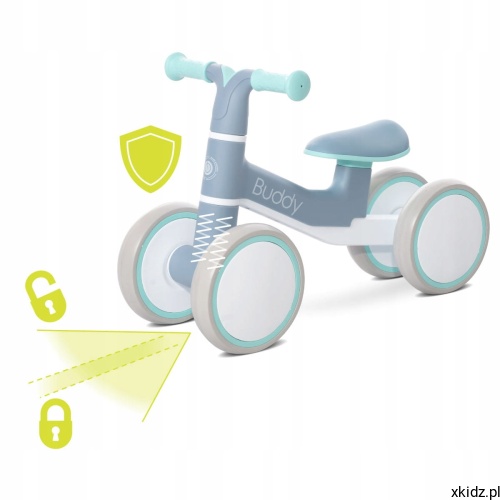 Rowerek Lorelli Buddy Blue - wbudowany amortyzator tłumiący wstrząsy