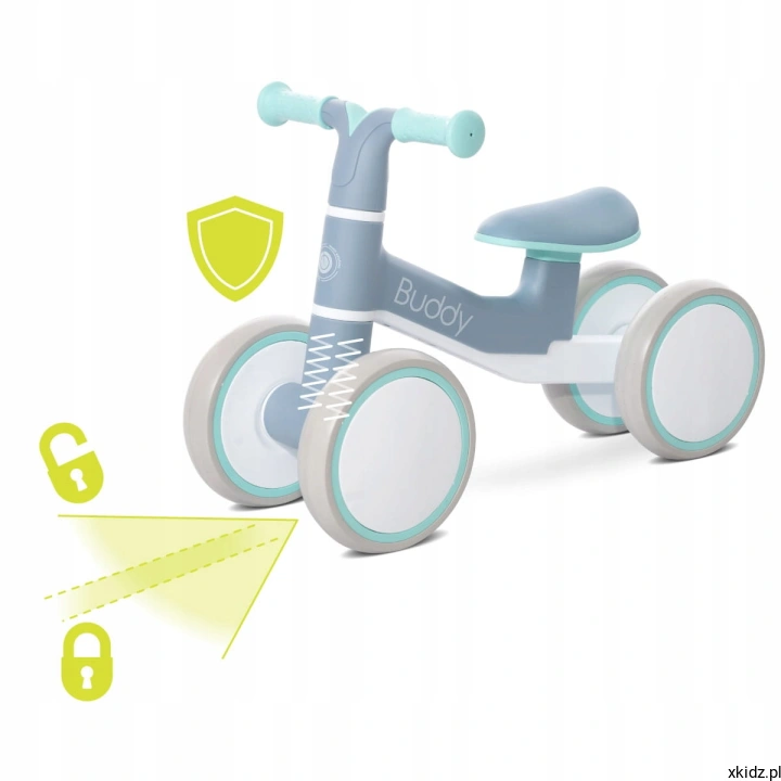 Rowerek Lorelli Buddy Blue - wbudowany amortyzator tłumiący wstrząsy