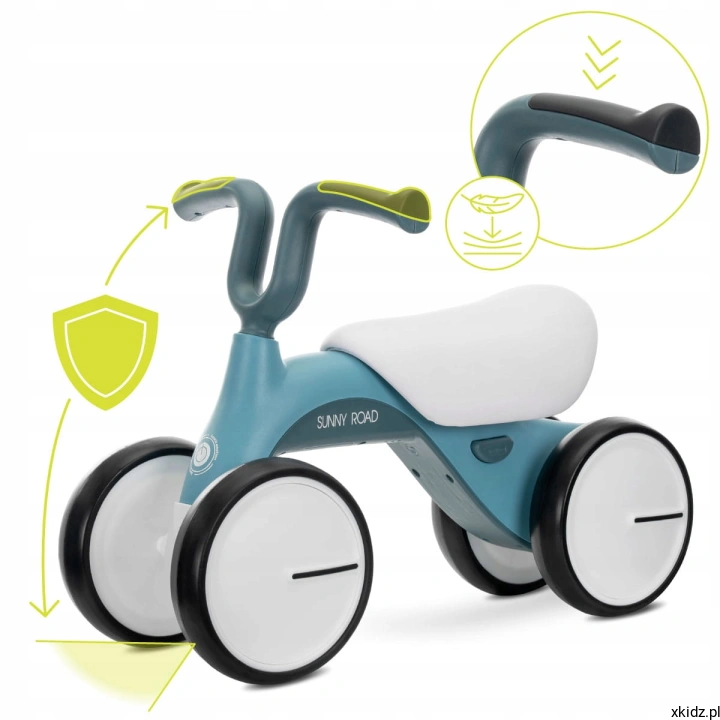 Rowerek Lorelli Sunny Road petrol - miękkie ergonomiczne uchwyty kierownicy