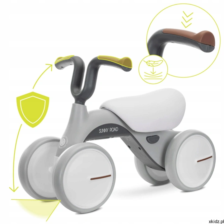 Rowerek Lorelli Sunny Road Grey - miękkie ergonomiczne uchwyty kierownicy