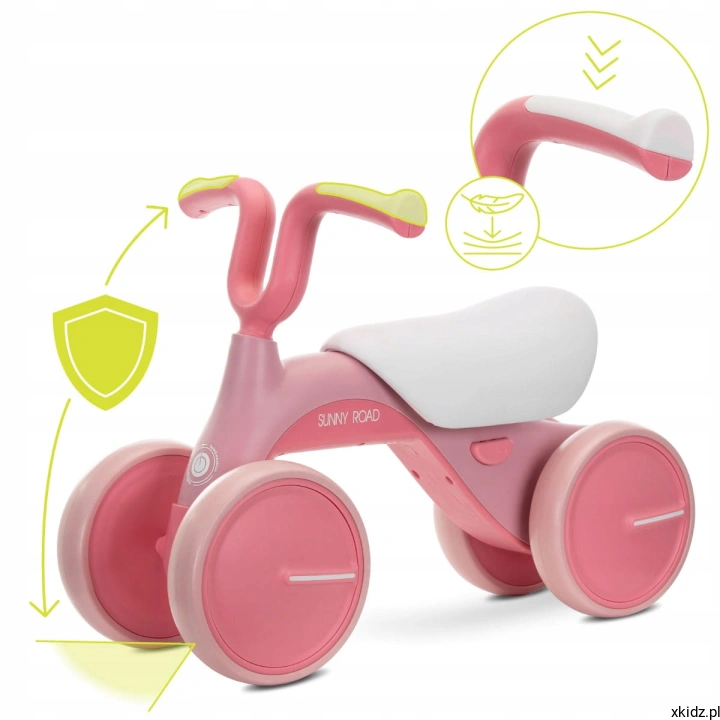 Rowerek Lorelli Sunny Road Pink - miękkie ergonomiczne uchwyty kierownicy