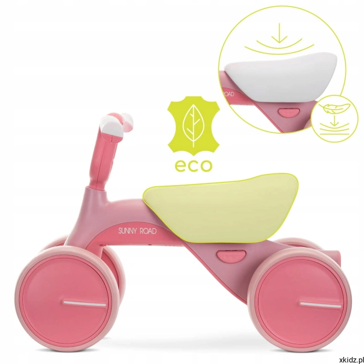 Rowerek Lorelli Sunny Road Pink - regulowane siodełko z ekoskóry