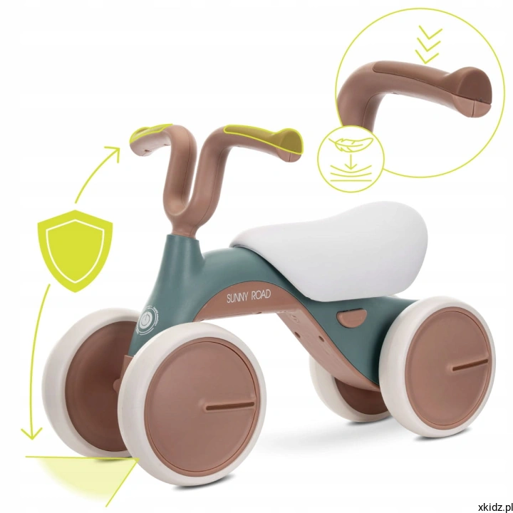 Rowerek Lorelli Sunny Road Beige - miękkie ergonomiczne uchwyty kierownicy