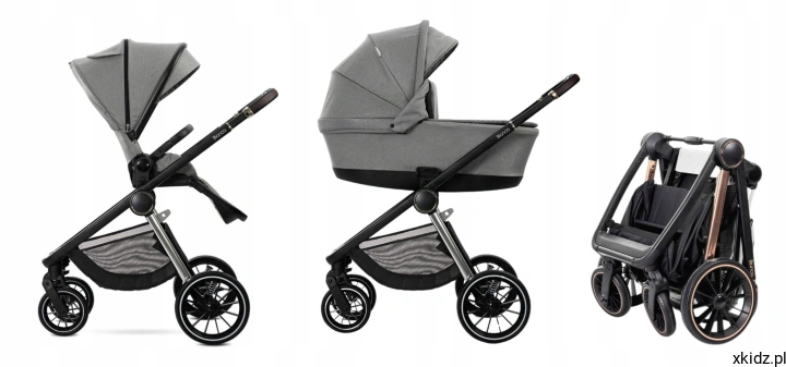Wózek Lorelli Bianca 2w1 Grey - złożony stelaż o wymiarach 62 x 38 x 67 cm