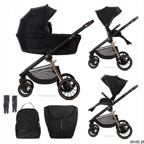 Wózek 2w1 Lorelli Bianca Black - gondola i spacerówka bez fotelika