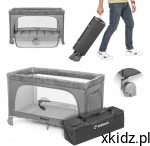 KIDNORT Łóżeczko turystyczne składane kojec+torba materac GROTTA light grey