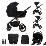 Lorelli BIANCA wózek 3w1 spacerówka, fotelik, gondola XL +akcesoria Black