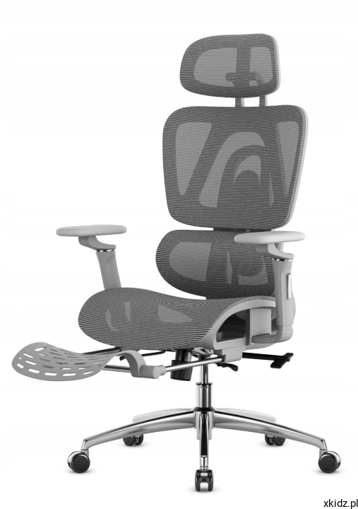 Fotel biurowy Mark Adler Expert 7.9 Grey - wysuwany podnóżek do relaksu