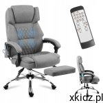Mark Adler Fotel Biurowy z MASAŻEM Podnóżkiem PODGRZEWANY BOSS 6.0 Grey
