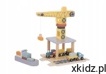 TOOKY TOY Dźwig Portowy Drewniany Zestaw Stacja załadunkowa dźwig TJ192A