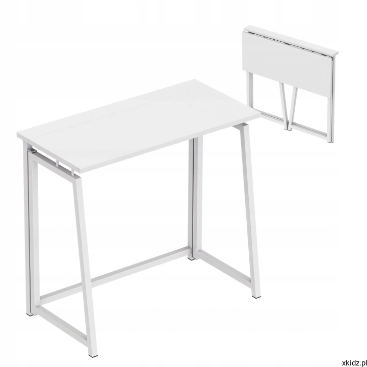 Biurko składane Mark Adler Leader 1.5 White – widok rozłożonego białego biurka