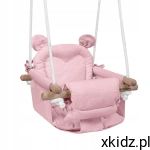 TULANO huśtawka drewniana dla dzieci do domu, ogrodu MIŚ HOP 30 Pink 6m+