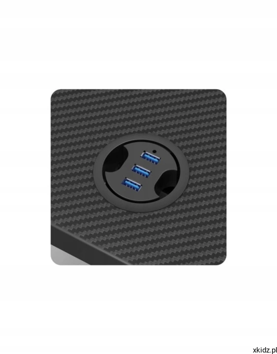 Otwór w blacie z hubem USB biurka Huzaro HERO 5.0 RGB w zbliżeniu