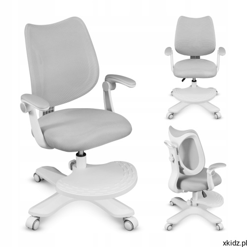 Fotel obrotowy Mark Adler Junior 4.6 Grey - widok całego fotela w kolorze szarym