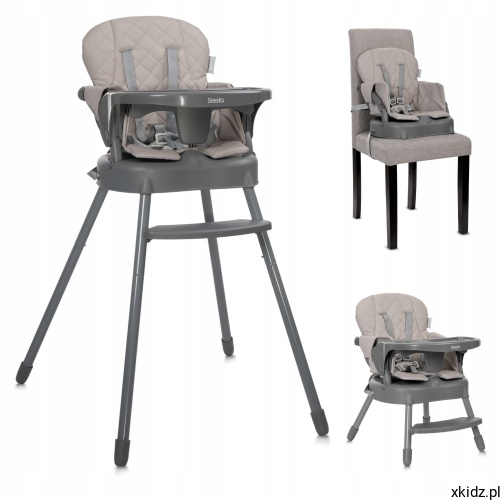 Krzesełko do karmienia Lorelli Siesta 3w1 Beige do 26 kg - widok całego krzesełka w kolorze beżowym