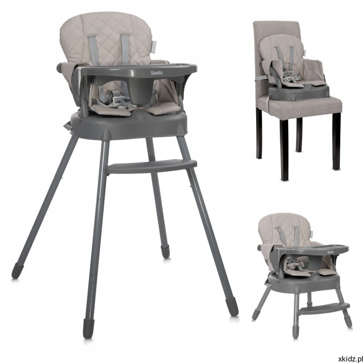 Krzesełko do karmienia Lorelli Siesta 3w1 Beige do 26 kg - widok całego krzesełka w kolorze beżowym
