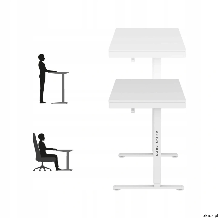 Białe biurko elektryczne Mark Adler Leader 8.2 White - regulacja wysokości od 72 do 118 cm