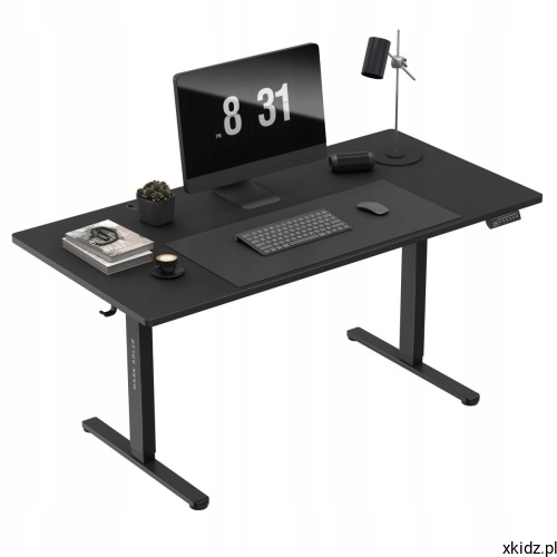 Biurko elektryczne regulowane Mark Adler Leader 7.6 Black – widok całego biurka z blatem 160x80 cm