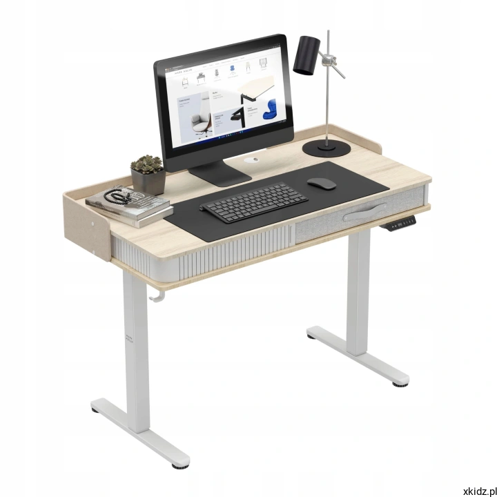 Biurko elektryczne Mark Adler Leader 8.0 White - widok całego białego biurka