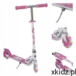 TULANO Hulajnoga lekka SKŁADANA LED regulowana do 50kg ZIGZAG 35 Pink 3+