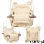 TULANO huśtawka drewniana dla dzieci do domu, ogrodu MIŚ HOP 30 Beige 6m+