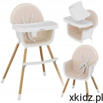 TULANO Krzesełko do karmienia dla dzieci 2w1 regulowane MORSEL Beige