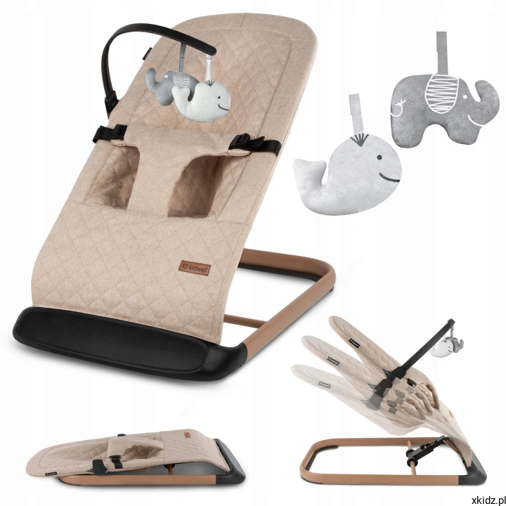 Leżaczek bujaczek Kidwell LARO Beige Wooden - widok z przodu