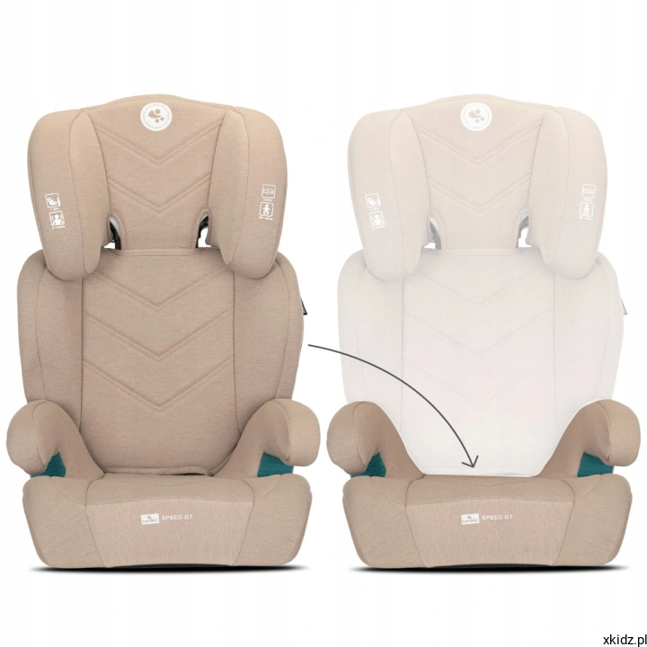 Fotelik Lorelli Speed GT Beige - funkcja podstawki 2w1 po zdjęciu oparcia