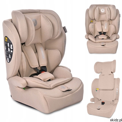 Fotelik Lorelli Adventure Beige i-Size 76-150 cm - widok z przodu w kolorze beżowym