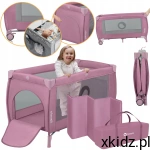 LIONELO Łóżeczko turystyczne DWUPOZIOMOWE kojec + torba Stefi Plus Pink