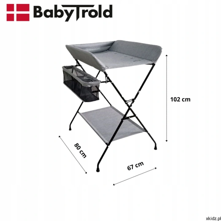 Przewijak Baby Trold Vera 2 Grey - żelazny stelaż z trapezowym rozstawem nóg