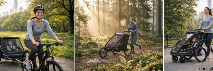 Przyczepka rowerowa dla dwójki dzieci X-Lander Booster 2 PRO - przyczepka podpięta do roweru