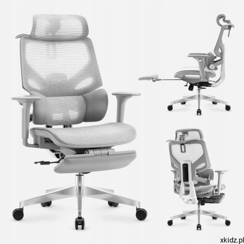 Fotel biurowy Mark Adler Expert 8.7 Grey - widok całego fotela w kolorze szarym