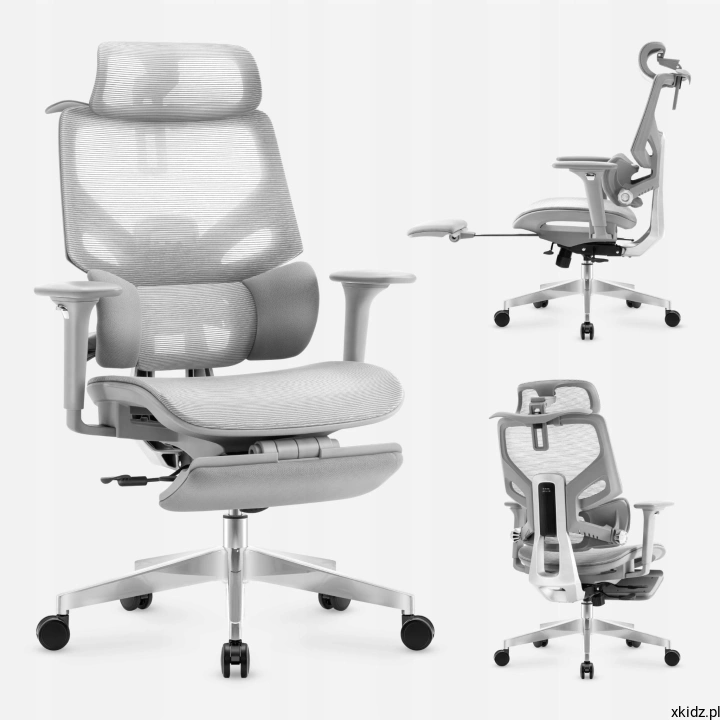 Fotel biurowy Mark Adler Expert 8.7 Grey - widok całego fotela w kolorze szarym