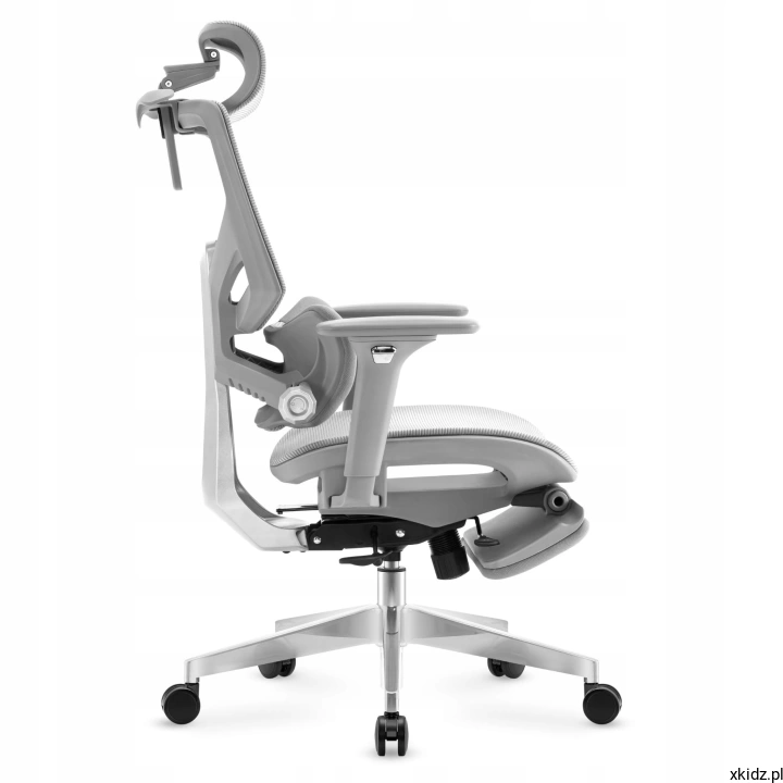 Fotel biurowy Mark Adler Expert 8.7 Grey - regulowany zagłówek i podparcie lędźwiowe