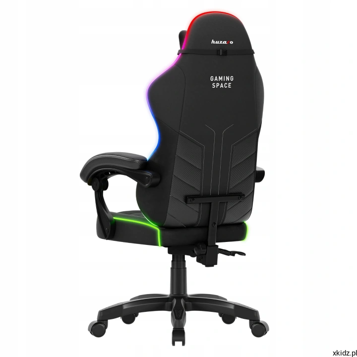 Fotel Force 2.7 RGB od tyłu, czarne oparcie z logo i podłokietniki
