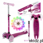 Kidwell Hulajnoga balansowa UNO dla dzieci brokat trójkołowa LED Pink 3+