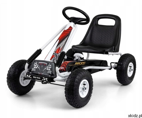 Gokart na pedały Milly Mally Thor White dla dzieci 3-8 lat - widok całego pojazdu