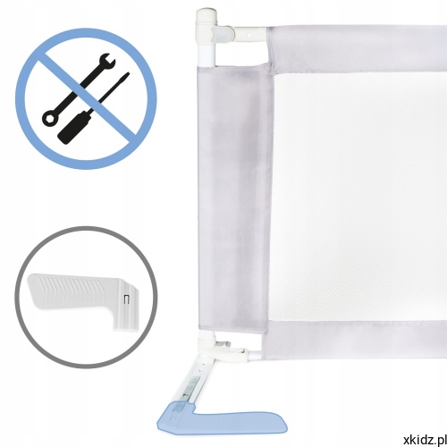 Barierka ochronna do łóżka Kidwell TIVA 160 cm Grey - stopy stabilizujące pod materacem