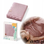 Babyono Kocyk dzianinowy 75x100 bambusowy dla niemowląt 1674/01 różowy