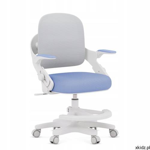 Fotel obrotowy dla dziecka Mark Adler Junior 4.3 Blue-Grey - widok całego fotela z przodu