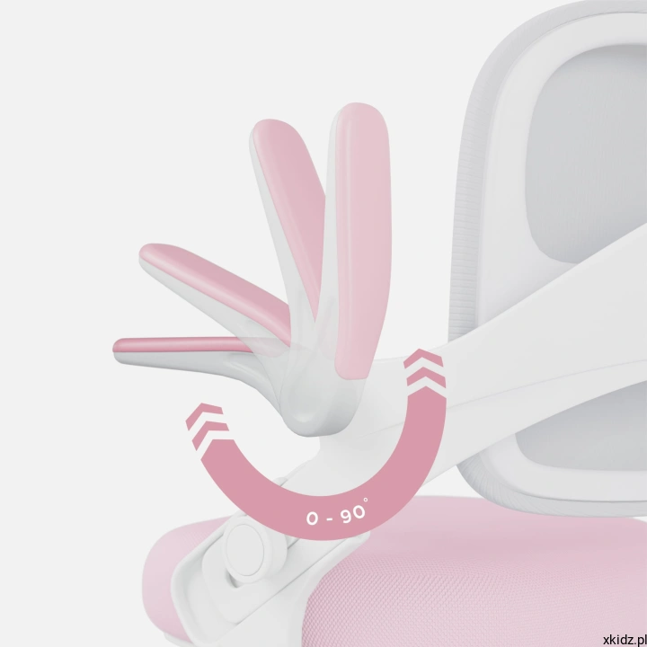 Fotel Mark Adler Junior 4.3 Pink-Grey - składane podłokietniki przy biurku