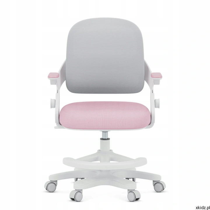 Fotel Mark Adler Junior 4.3 Pink-Grey - różowo-szara tapicerka z siatki mesh
