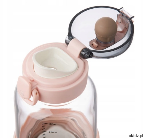 MyBabyBottle różowy - szczelne uszczelki i blokada otwarcia do przenoszenia płynów