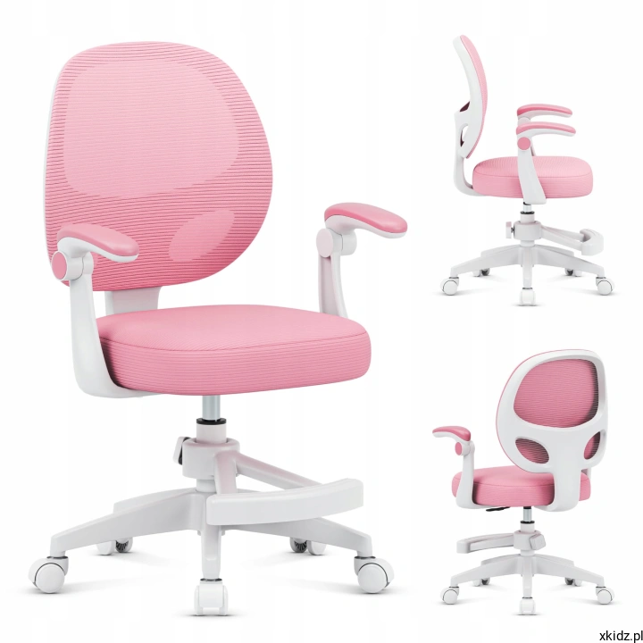 Fotel obrotowy Mark Adler Junior 3.1 PINK - profilowane oparcie mesh wspierające plecy